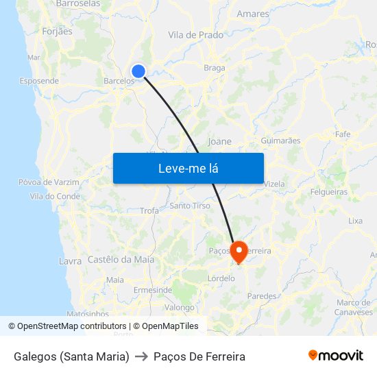 Galegos (Santa Maria) to Paços De Ferreira map