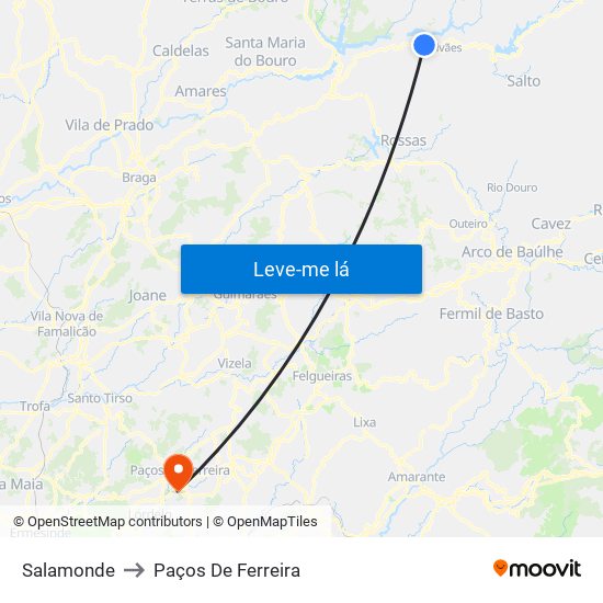Salamonde to Paços De Ferreira map