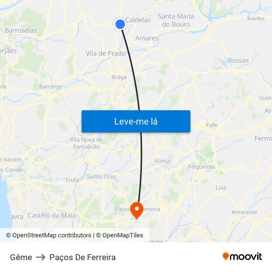 Gême to Paços De Ferreira map