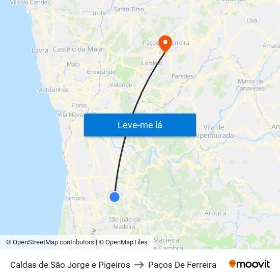 Caldas de São Jorge e Pigeiros to Paços De Ferreira map