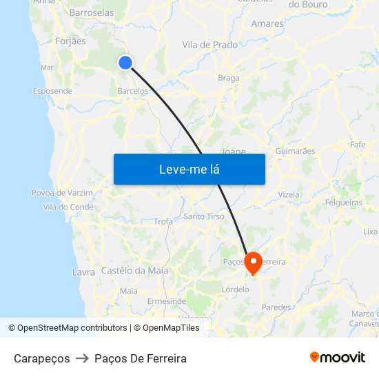 Carapeços to Paços De Ferreira map