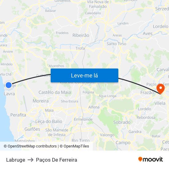 Labruge to Paços De Ferreira map