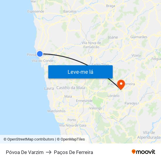 Póvoa De Varzim to Paços De Ferreira map