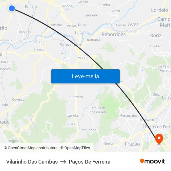 Vilarinho Das Cambas to Paços De Ferreira map