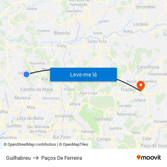 Guilhabreu to Paços De Ferreira map