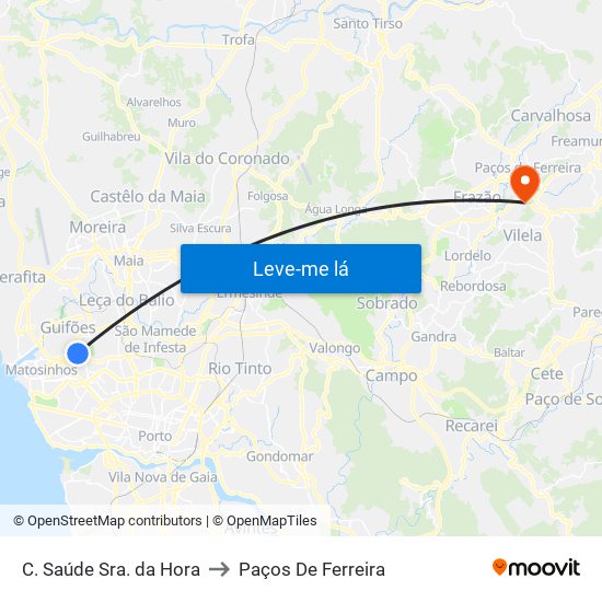 C. Saúde Sra. da Hora to Paços De Ferreira map