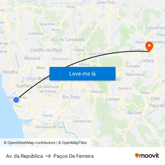Av. da República to Paços De Ferreira map