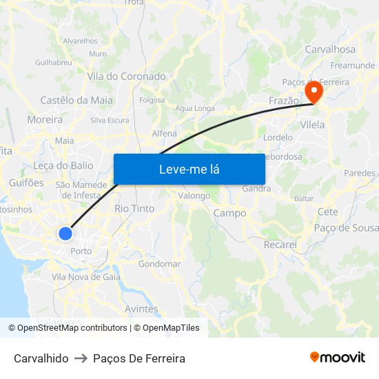 Carvalhido to Paços De Ferreira map