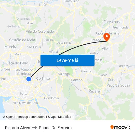 Ricardo Alves to Paços De Ferreira map