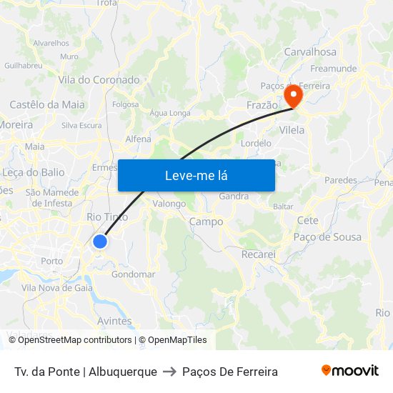 Tv. da Ponte | Albuquerque to Paços De Ferreira map