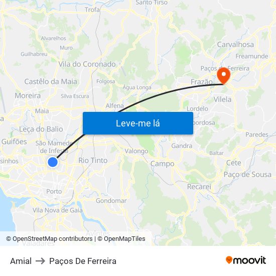 Amial to Paços De Ferreira map