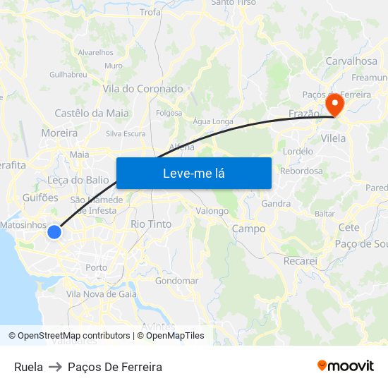 Ruela to Paços De Ferreira map