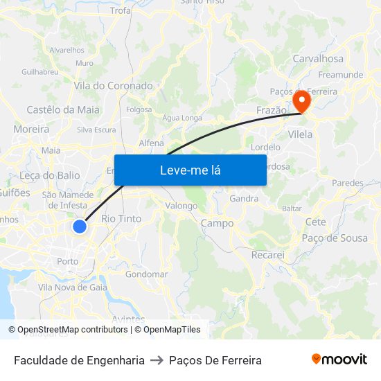 Faculdade de Engenharia to Paços De Ferreira map