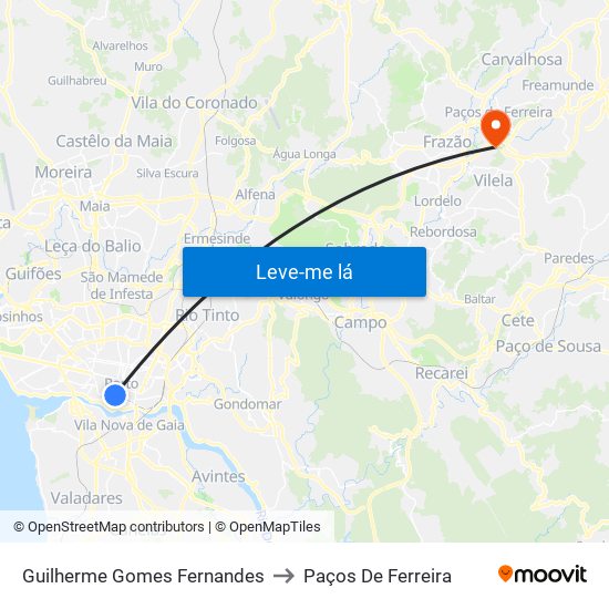 Guilherme Gomes Fernandes to Paços De Ferreira map