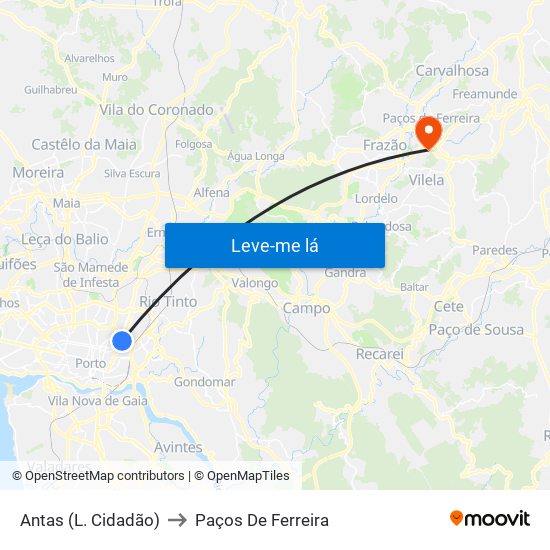Antas (L. Cidadão) to Paços De Ferreira map
