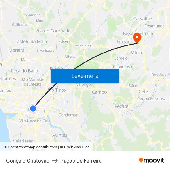 Gonçalo Cristóvão to Paços De Ferreira map