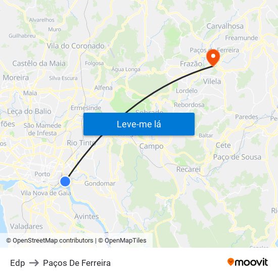 Edp to Paços De Ferreira map