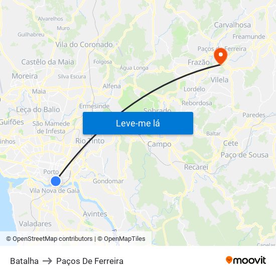 Batalha to Paços De Ferreira map