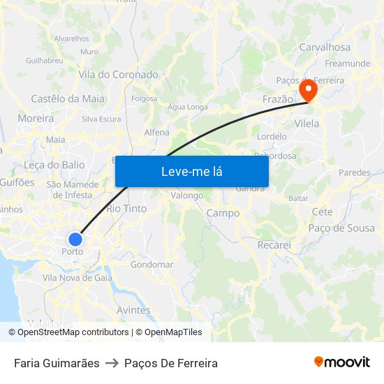 Faria Guimarães to Paços De Ferreira map
