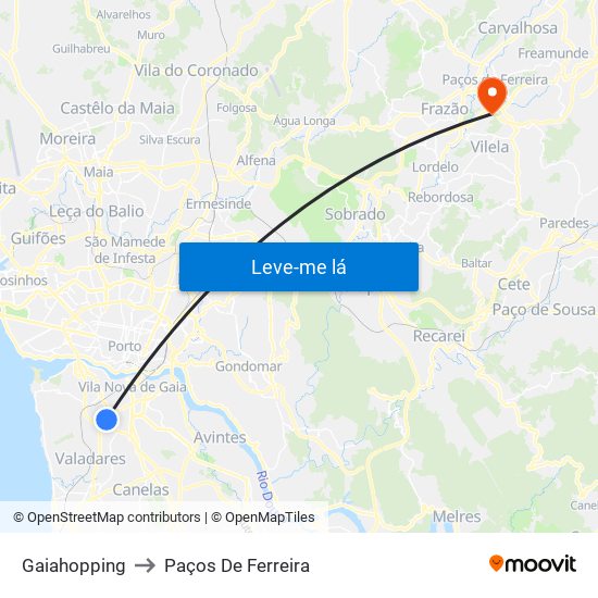 Gaiahopping to Paços De Ferreira map