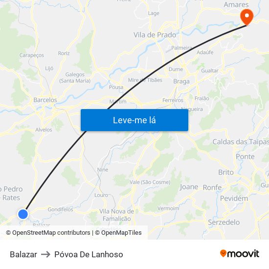 Balazar to Póvoa De Lanhoso map