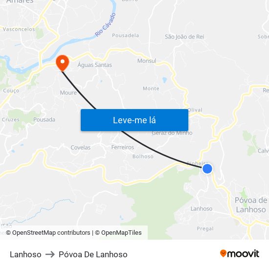 Lanhoso to Póvoa De Lanhoso map