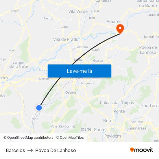 Barcelos to Póvoa De Lanhoso map