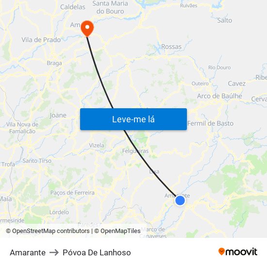 Amarante to Póvoa De Lanhoso map