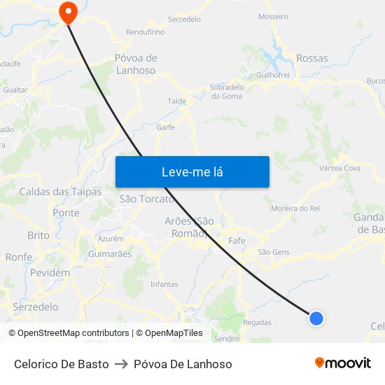 Celorico De Basto to Póvoa De Lanhoso map