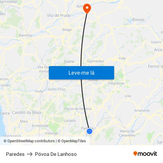 Paredes to Póvoa De Lanhoso map