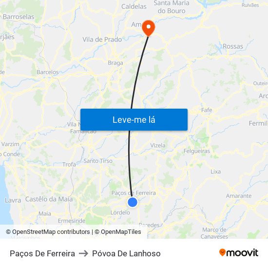 Paços De Ferreira to Póvoa De Lanhoso map