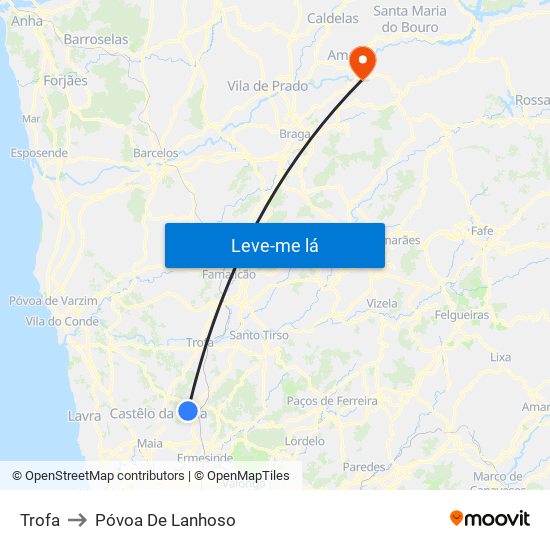 Trofa to Póvoa De Lanhoso map