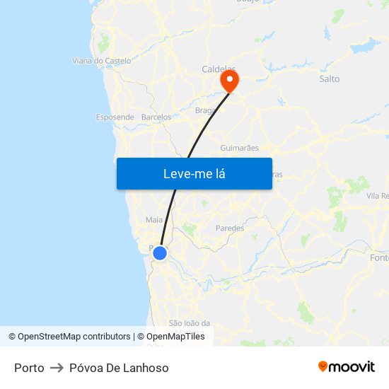 Porto to Póvoa De Lanhoso map