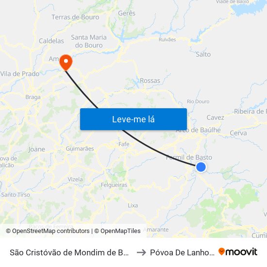 São Cristóvão de Mondim de Basto to Póvoa De Lanhoso map