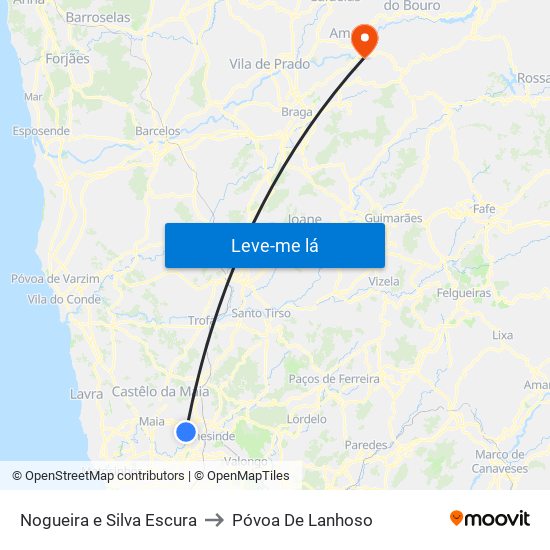 Nogueira e Silva Escura to Póvoa De Lanhoso map