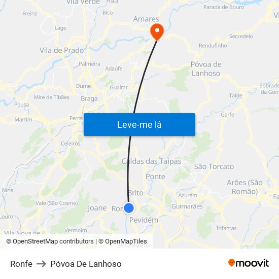 Ronfe to Póvoa De Lanhoso map