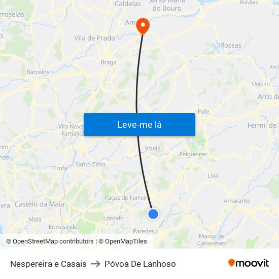 Nespereira e Casais to Póvoa De Lanhoso map