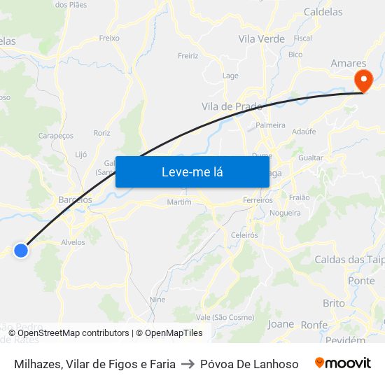 Milhazes, Vilar de Figos e Faria to Póvoa De Lanhoso map
