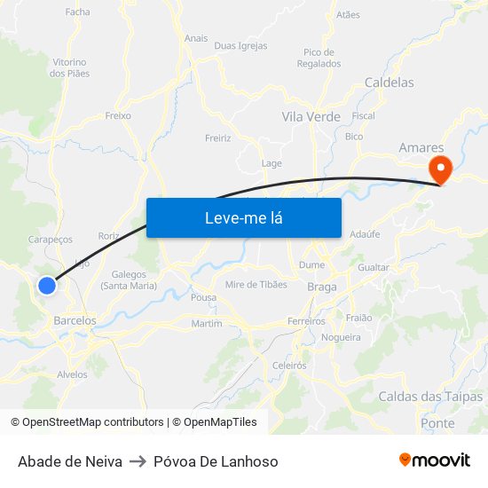 Abade de Neiva to Póvoa De Lanhoso map