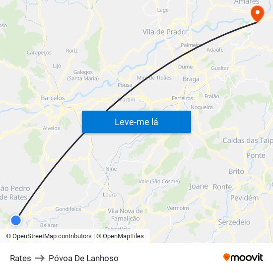 Rates to Póvoa De Lanhoso map