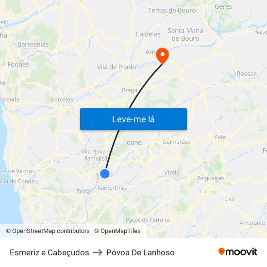 Esmeriz e Cabeçudos to Póvoa De Lanhoso map