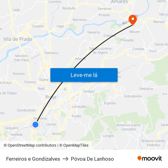 Ferreiros e Gondizalves to Póvoa De Lanhoso map