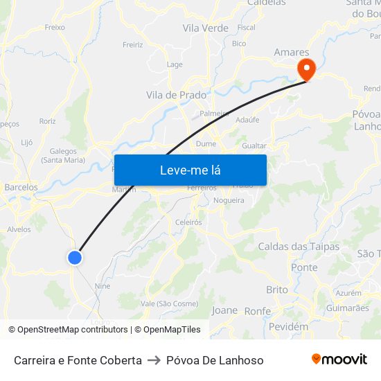 Carreira e Fonte Coberta to Póvoa De Lanhoso map