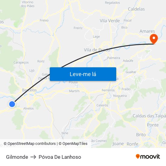 Gilmonde to Póvoa De Lanhoso map