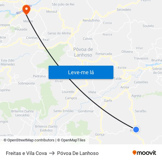 Freitas e Vila Cova to Póvoa De Lanhoso map