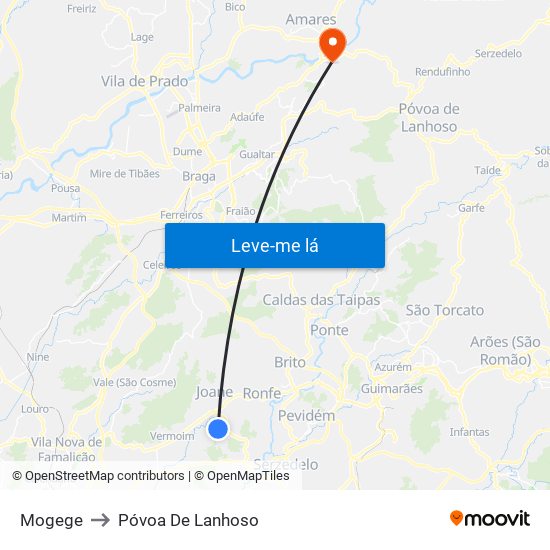 Mogege to Póvoa De Lanhoso map
