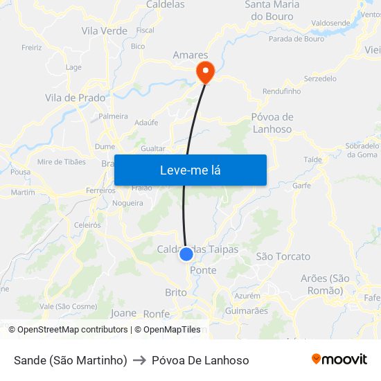 Sande (São Martinho) to Póvoa De Lanhoso map