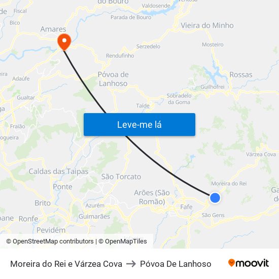 Moreira do Rei e Várzea Cova to Póvoa De Lanhoso map