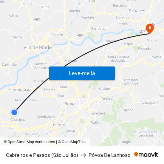 Cabreiros e Passos (São Julião) to Póvoa De Lanhoso map