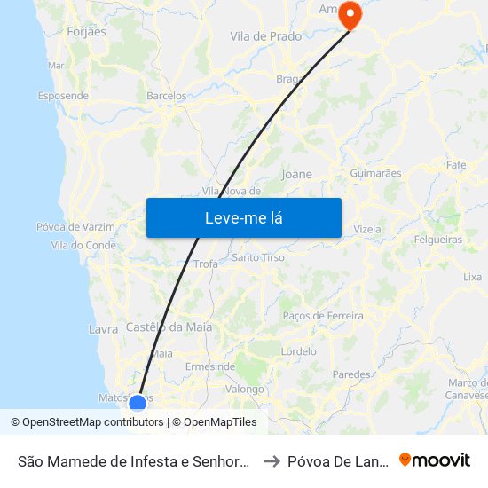 São Mamede de Infesta e Senhora da Hora to Póvoa De Lanhoso map